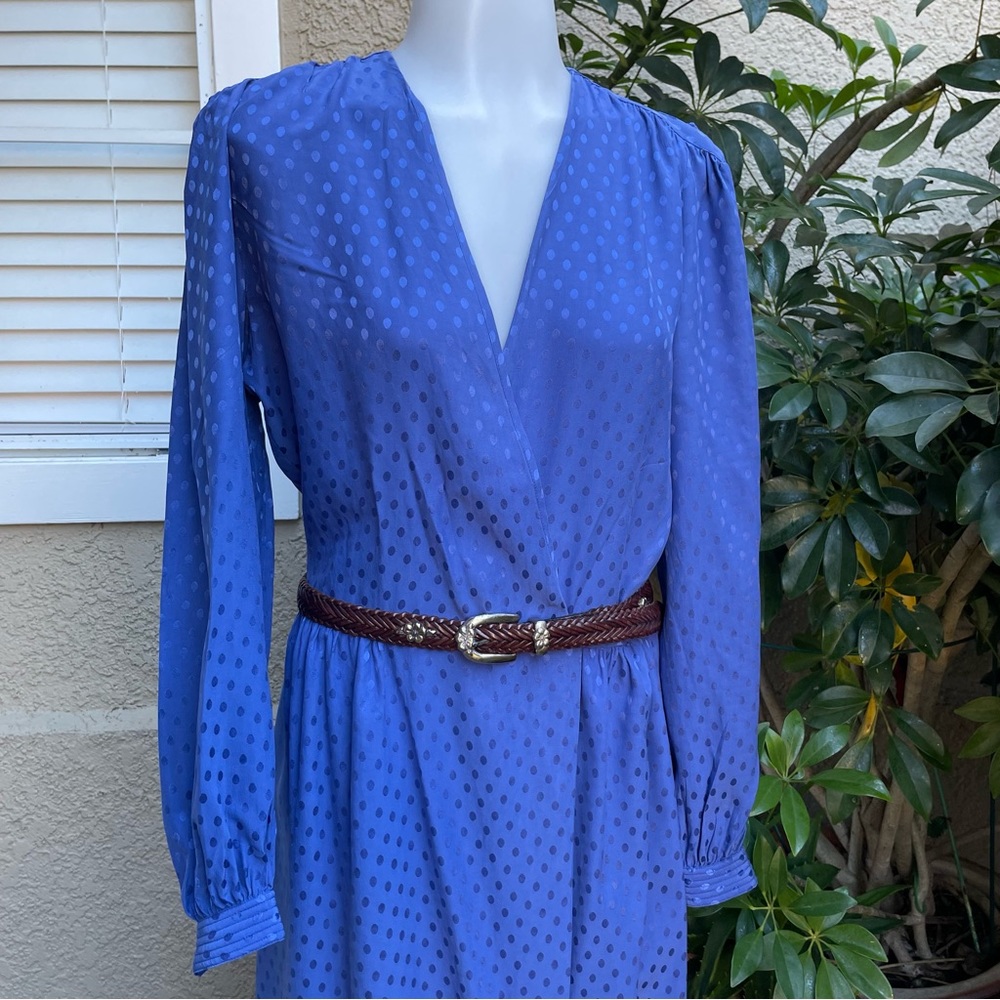 Vintage 80’s blue Argenti silk midi dress with pockets